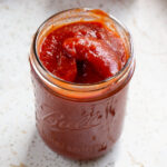 Homemade ketchup in a mason jar